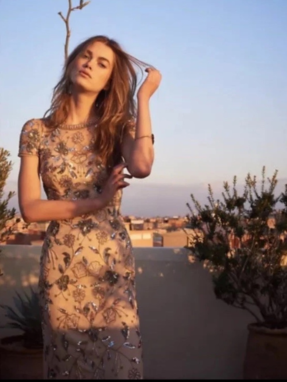 Adrianna Papell Blush Floral Sequin Maxi Dress - Picture 10 of 16
